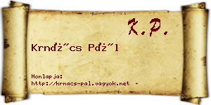 Krnács Pál névjegykártya